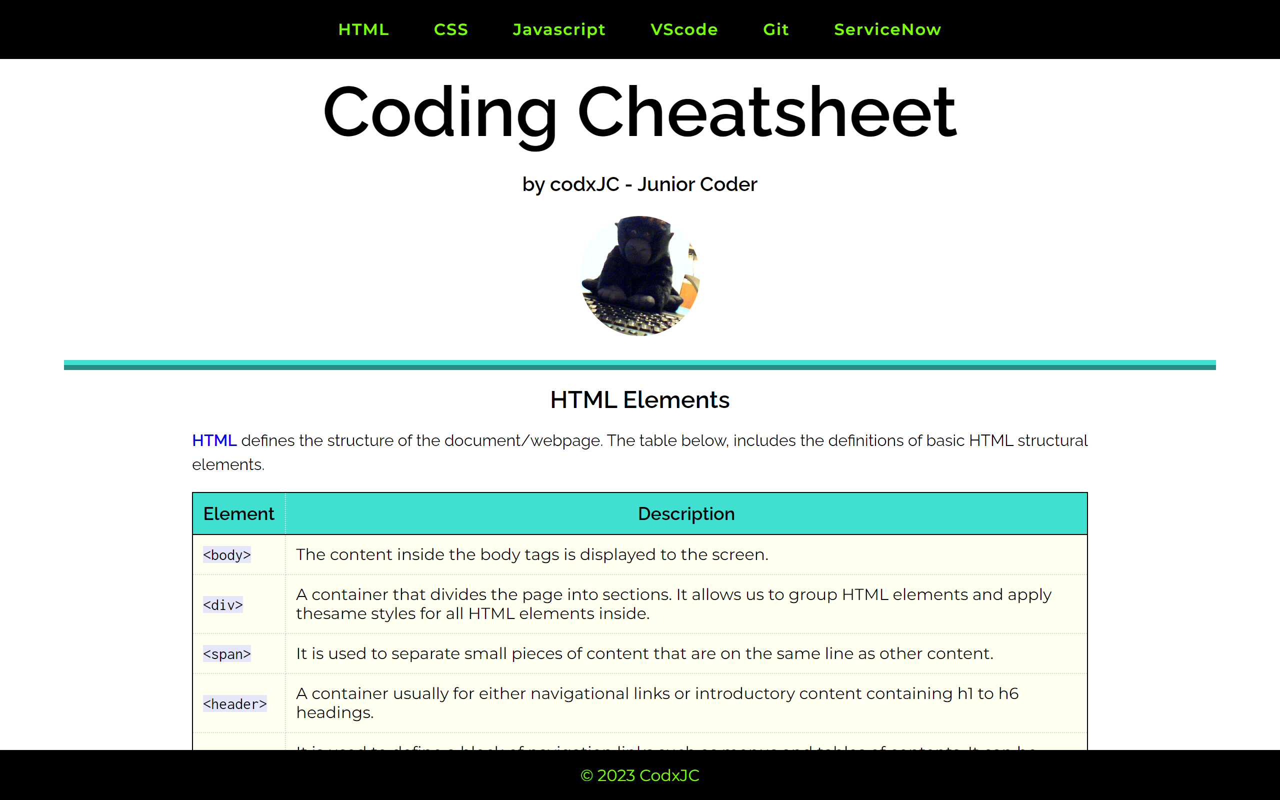 Coding Cheatsheet Project